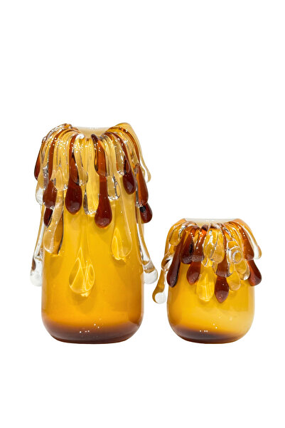 Lara Decor Sarı-Amber Damla Vazo Seti
