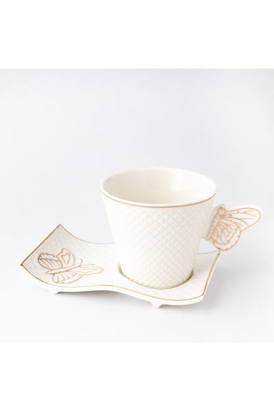 Moon House Set of 2 Coffee or Tea Cups with Saucers – Golden Butterfly