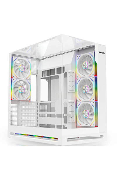 majesty FALCON X صندوق كمبيوتر ميد تاور | 8 مراوح ARGB | زجاج مقسى | ATX | Ty...