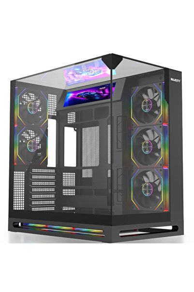 majesty FALCON X صندوق كمبيوتر ميد تاور | 8 مراوح ARGB | شاشة 2.9 انش | ATX |...