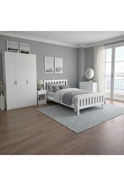 N.zone A modern bedroom set consisting of a bed, wardrobe, dresser, and vanity.