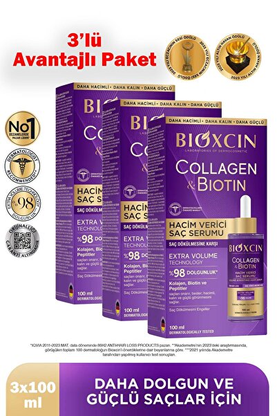 Bioxcin Saç Serum Collagen Biotin 100 ml 3 Adet
