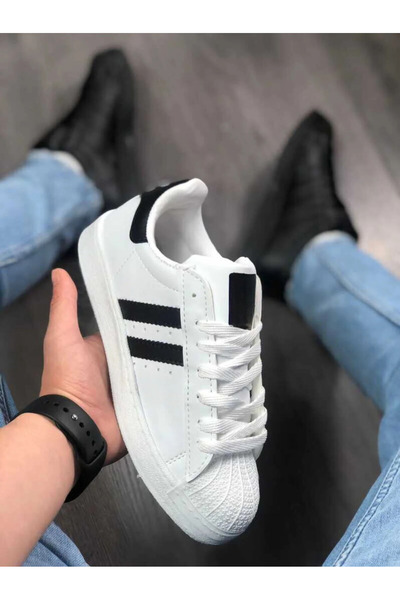 Nuzabi Supstar White Black Striped Unisex Sneaker