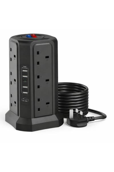 hafino 12 AC Outlets & 4 USB Ports PD 18W USB-C Fast Charger, 13A 3250W Tower...
