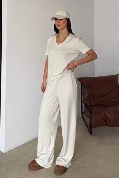 BEJNA Women's V-Neck Short Sleeve Soft Touch Modal Sports Set