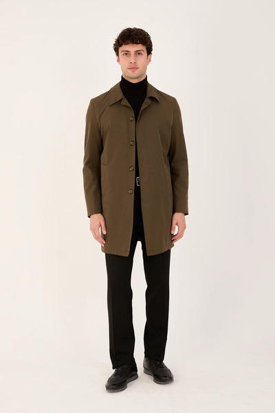 The Tailor Classics Erkek Düğme Detaylı Uzun Trençkot