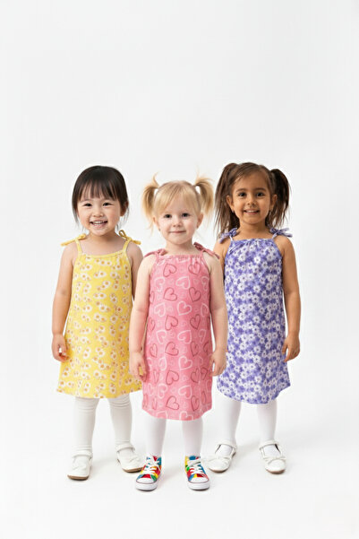 BUUFUU ΚΑΛΟΚΑΙΡΙΝΟ ΚΟΡΙΤΣΙΣΤΙΚΟ ΦΟΡΕΜΑ ΜΕ ΣΤΑΜΠΑ ΚΑΙ ΛΟΥΡΑΚΙΑ, 3 ΤΕΜΑΧΙΑ