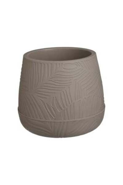 JACQUELINE Plastic Pot Mask Mocca with Integrated Plate Ø21.1 x 18 cm - 2 L