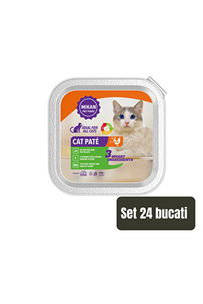 Mikan SET 24 BUCĂȚI - Pate Gourmet pentru Pisici cu Aromă de Pui 100g