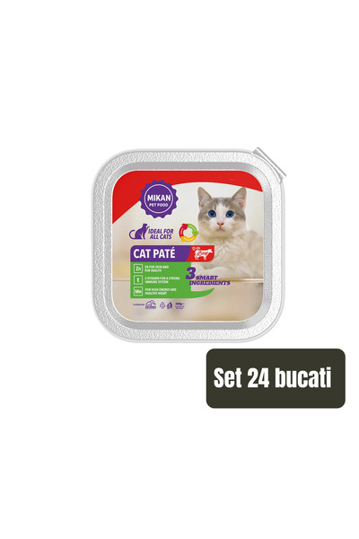 Mikan SET 24 BUCĂȚI - Pate Gourmet pentru Pisici cu Aromă de Vită 100g