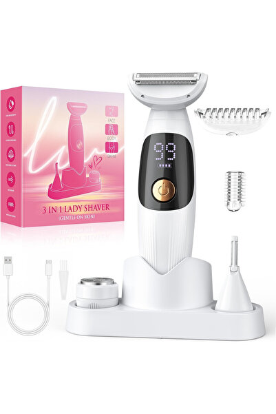 LET Aparat de ras electric pentru femei 3 in 1, afisaj LED, rezistent la apa ...