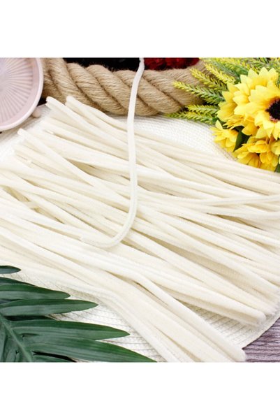 Kezban Tekstil Şönil 1.Cİ Kalite Tüylü dekoratif Tel 30 cm-25 adet EKRU (Krem)