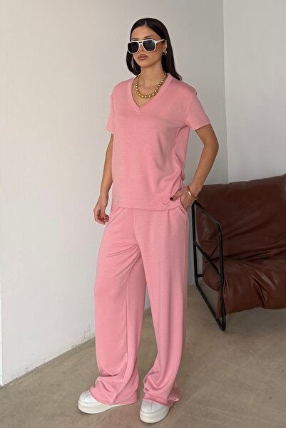 BEJNA Women's V-Neck Short Sleeve Soft Touch Modal Sports Set