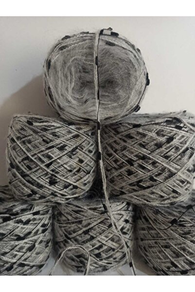 İPEK YÜN İPLİK DÜNYASI Ангорська пряжа 2 нитки (світло-сіра) з помпонами (чор...