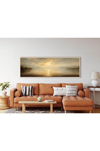 woodhomeworks Tek Parça Gerçek Ahşap Yatay Panorama Çerçeveli Tablo