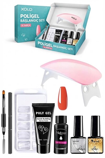 xolo 16 Parça Polijel Oje Yapma Seti Kırmızı Evde Poligel Nail Art Seti