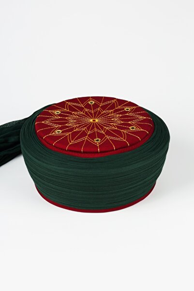 SARIKHANE YÜKSEK TEKNOLOJİ MAKİNE SARIMI Talebe Sarığ - Green Fabric - Burgun...