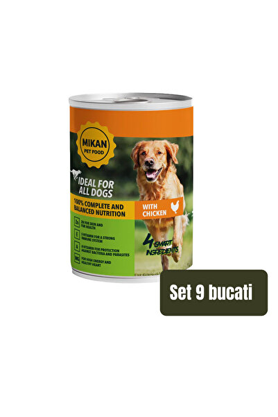 Mikan SET 9 BUCĂȚI - Hrană umedă premium pentru câini cu carne de pasăre 1240g