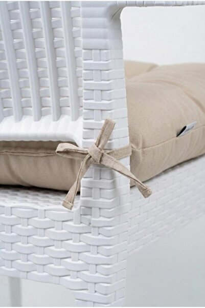 ALTINPAMUK MEGA Bej Sandalye Minderi 45x45 Özel Dikişli Bağcıklı