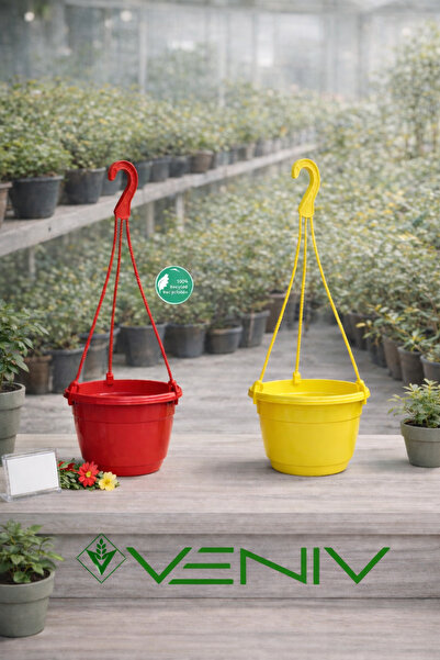 VENİV 2 Adet Askılı Dekoratif Saksı 18 cm Çap Yükseklik 12 cm