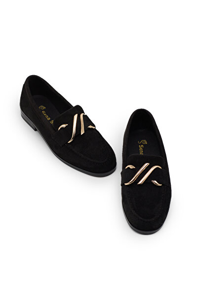 Tonny Black Kadın Siyah Kadın Loafer Deri Toka Rahat Taban Detaylı Günlük Babet