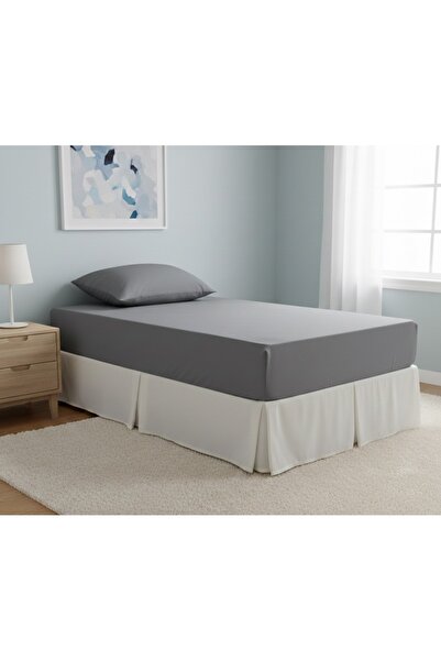 VİLERA HOME Gray Cotton Single Bed Sheet Set 100*200