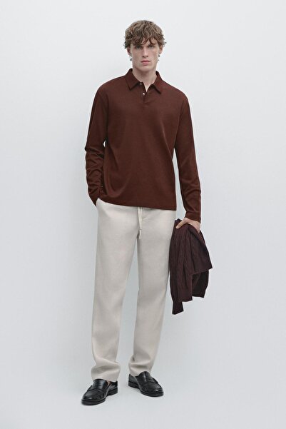 Massimo Dutti Elastik belli %100 keten pantolon