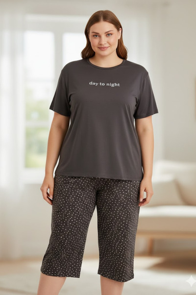 Mihra Stil Kadın Milan Kumaş Yazlık Kapri Pijama Takımı 774