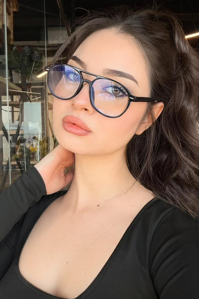 RMSMARKETİNG Black-Framed Transparent Glasses with Blue Light Protection