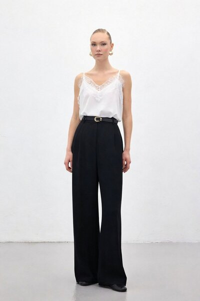 Sateen Pantaloni Luna Krep - Negri