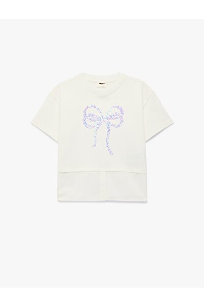 Koton Κοριτσίστικο μπλουζάκι 6SKG10060AK ECRU