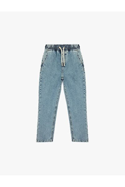 Koton Pamuklu Beli Bağcıklı Oversize Denim Jogger Pantolon