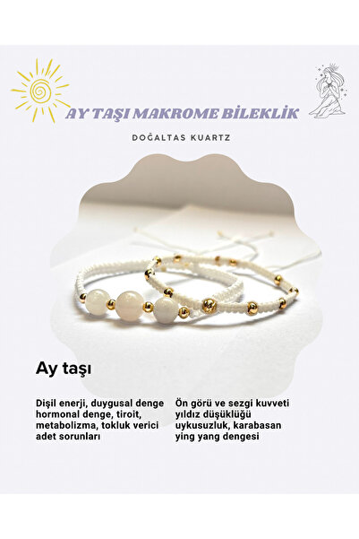 kuartz Moonstone Macrame Bracelet. Certified Original Natural Stone