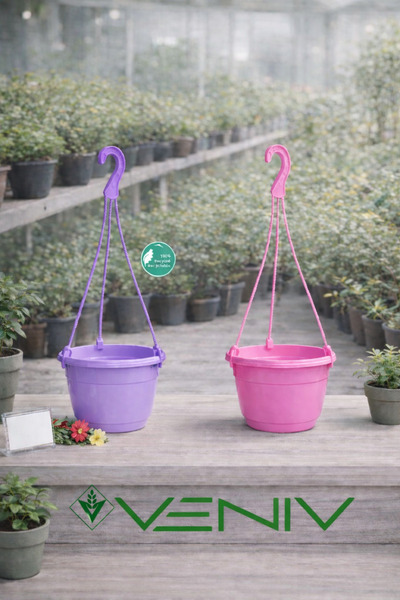 VENİV 2 Adet Askılı Dekoratif Saksı 18 cm Çap Yükseklik 12 cm