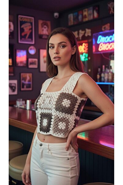 MELA ROSSA Women's Design Hand Knitted Colorful Sweater Blouse