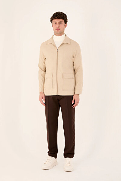 The Tailor Classics Men's Houndstooth Pattern Zipper Jacket Casual Outerwear