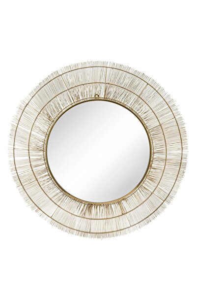 Sagebrook Home 40" ROUND WIRE WALL ART W/ MIRROR, GOLD WB