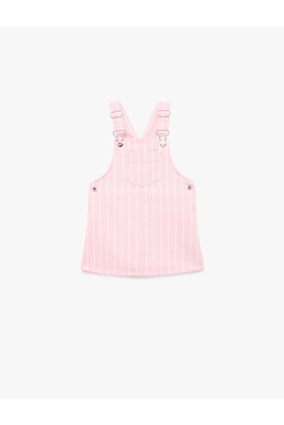 Koton Φόρεμα τζιν με τετράγωνο λαιμόκοψη και λουράκια από βαμβάκι