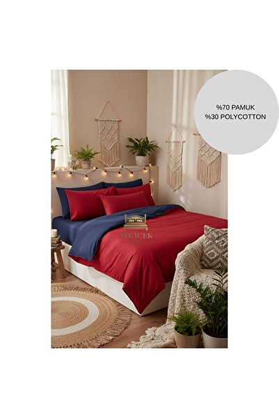 ayçiçek home Double Bedding Set 160/200 Fitted Sheet 190/220 Quilt Size 4 Pie...