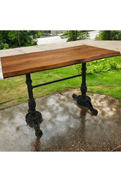 ADIM EBATLAMA CAFE MASA KÖKNAR Kütük Masa CEVİZ ASLAN AYAK 200x100