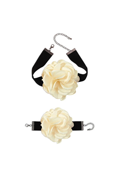 EFAYN.RO 2-piece set, choker and matching bracelet, elegant flower pattern, f...