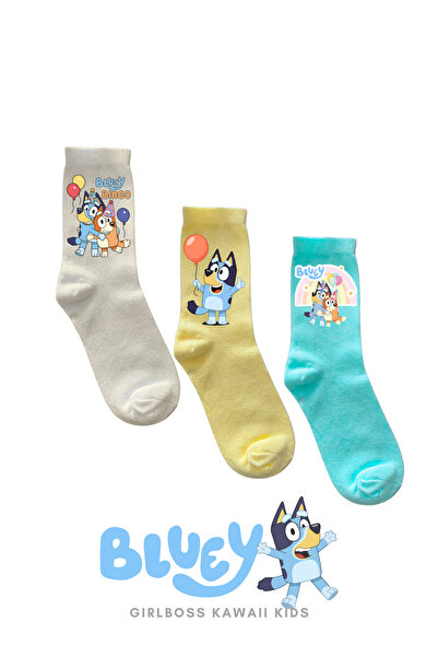 Girlboss Kawaii Bluey 3-Pack Soft Colored Socks