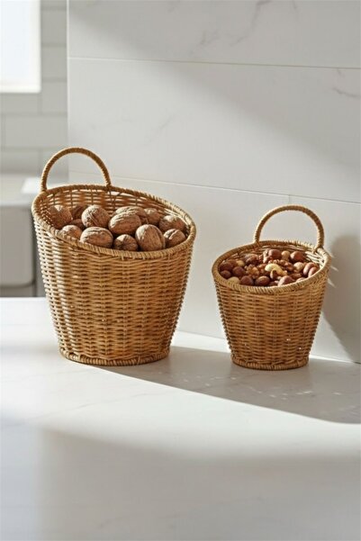 Bayev Αγαπημένο 9153 Σετ 2 τεμαχίων από ρατάν, κρεμαστή γλάστρα, ψάθινη διακο...