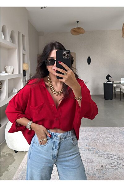 eBaa fashıon OVERSİZE CEPLİ GÖMLEK