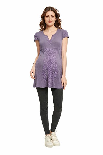 Desen Hamile Giyim Mor Desenli Hamile Bluz