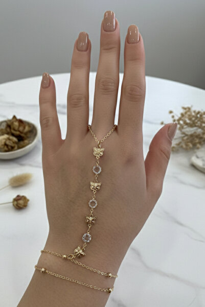 M Miel Kadın Taşlı Zarif Altın Kaplama Şahmeran