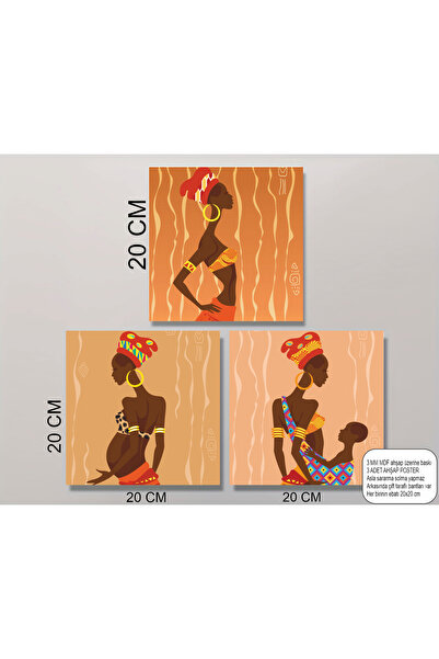 Hayat Poster Αφρικανική γυναίκα MDF αυθεντικό σετ ζωγραφικής τριπλή ρετρό ξύλ...