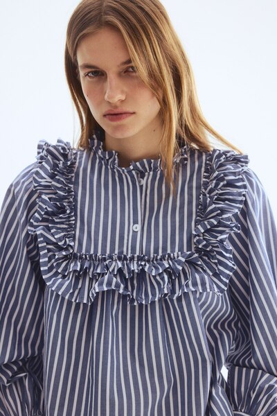 H&M Pamuklu ve Fırfırlı Bluz