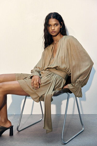 H&M Düğüm Detaylı ve Drapeli Elbise