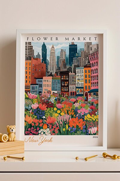 Saturn New York America Framed Painting Aesthetic Wall Decor for Travel Enthu...